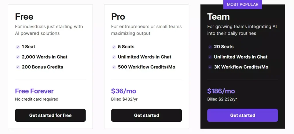 Copy.ai pricing: Free plan, Pro ($36/month), Enterprise (custom quote). Generate creative text content with AI