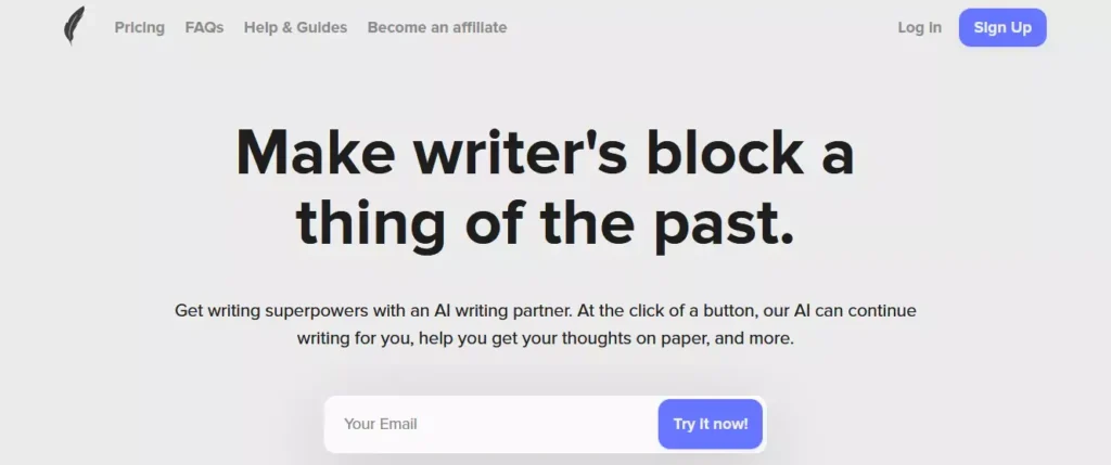 ShortlyAI homepage: AI writing assistant for storytelling, generate fantasy romance content.