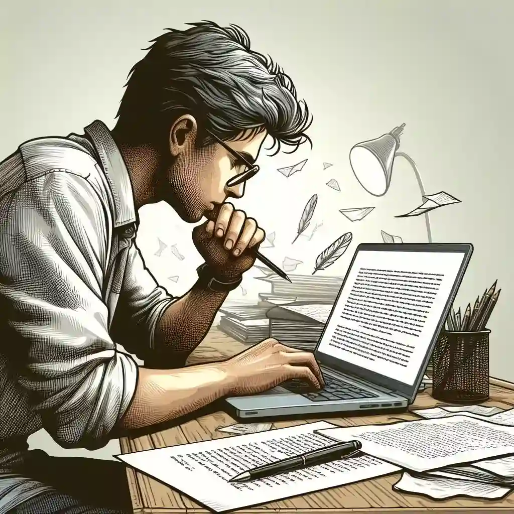 Writer actively engaged in the writing process. Envisioning love stories with AI too