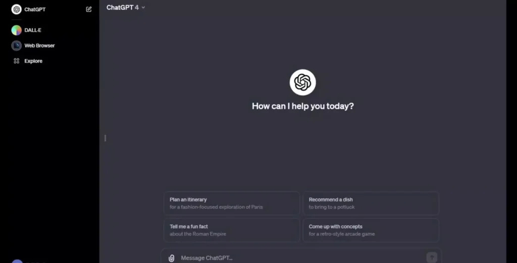 ChatGPT Plus interface showcasing its AI assistant, useful for story prompts, dialogue generation, and content improvement.