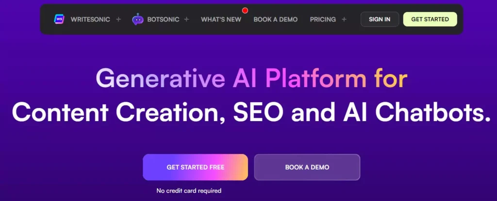 Writesonic's Generative AI Platform offering tools like AI Story Generator, Tone Control for emotional scenes, and AI Art Generator that could aid romance novelists with content creation, setting the right mood, and visualizing characters/settings.